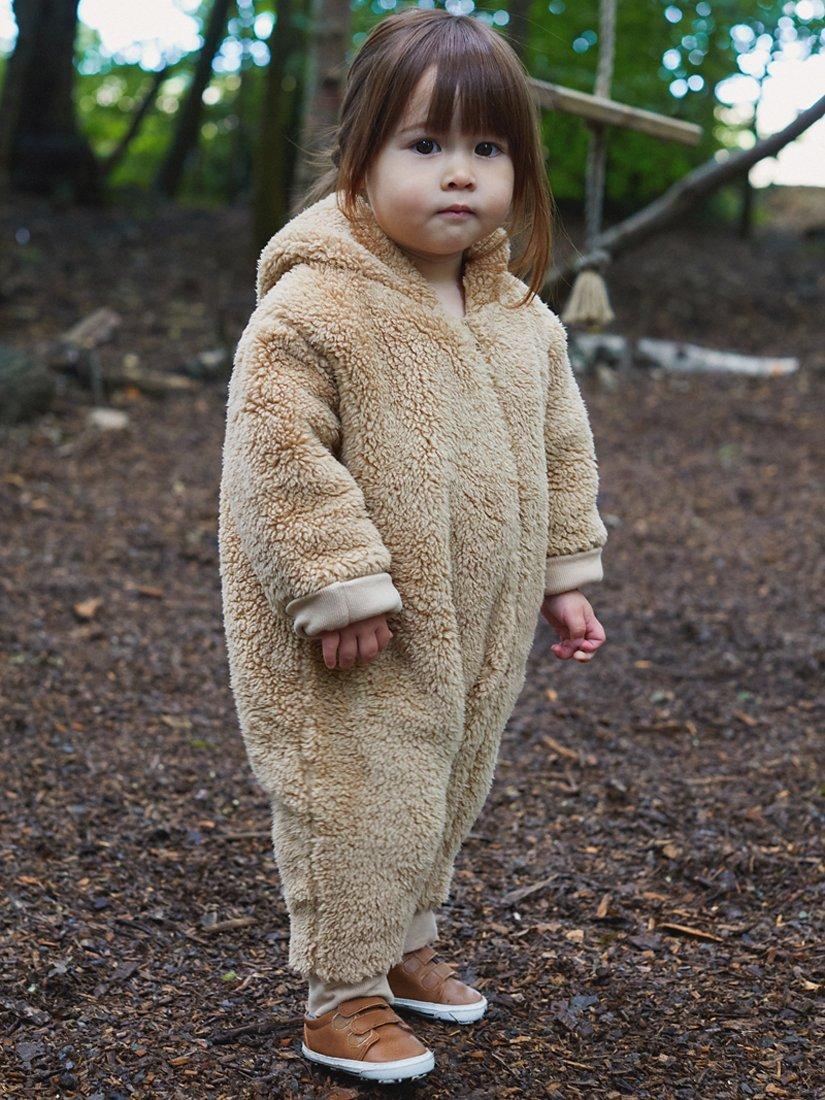 Product image 8 of 8, which shows The Little Tailor Baby Sherpa Fleece & Quilted Reversible Pramsuit, Tan Brown, 3-6 months