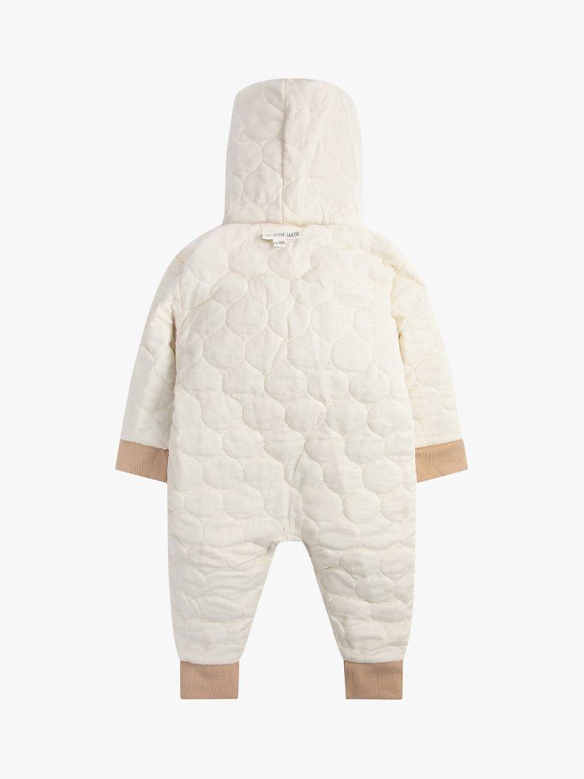 Product image 4 of 8, which shows The Little Tailor Baby Sherpa Fleece & Quilted Reversible Pramsuit, Tan Brown, 3-6 months