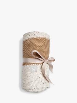The Little Tailor Supersoft Cotton Stripe Baby Blanket, Tan, Tan