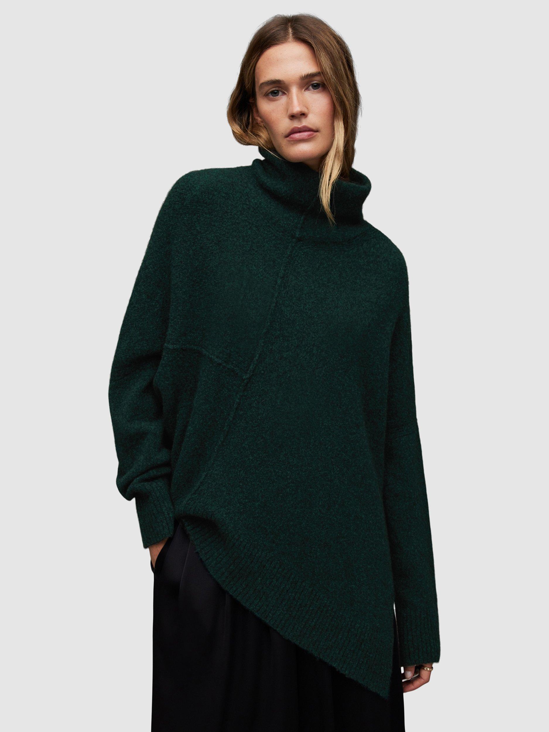 AllSaints Lock Wool Blend Roll Neck Jumper, Sycamore Green