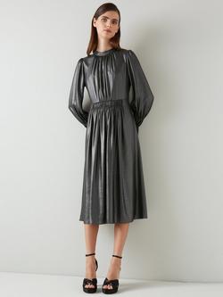 L.K.Bennett Louise Matte Lamé Midi Dress, Gunmetal, Gry-gunmetal