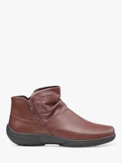 Hotter Murmur Wide Fit Leather Ankle Boots, Walnut