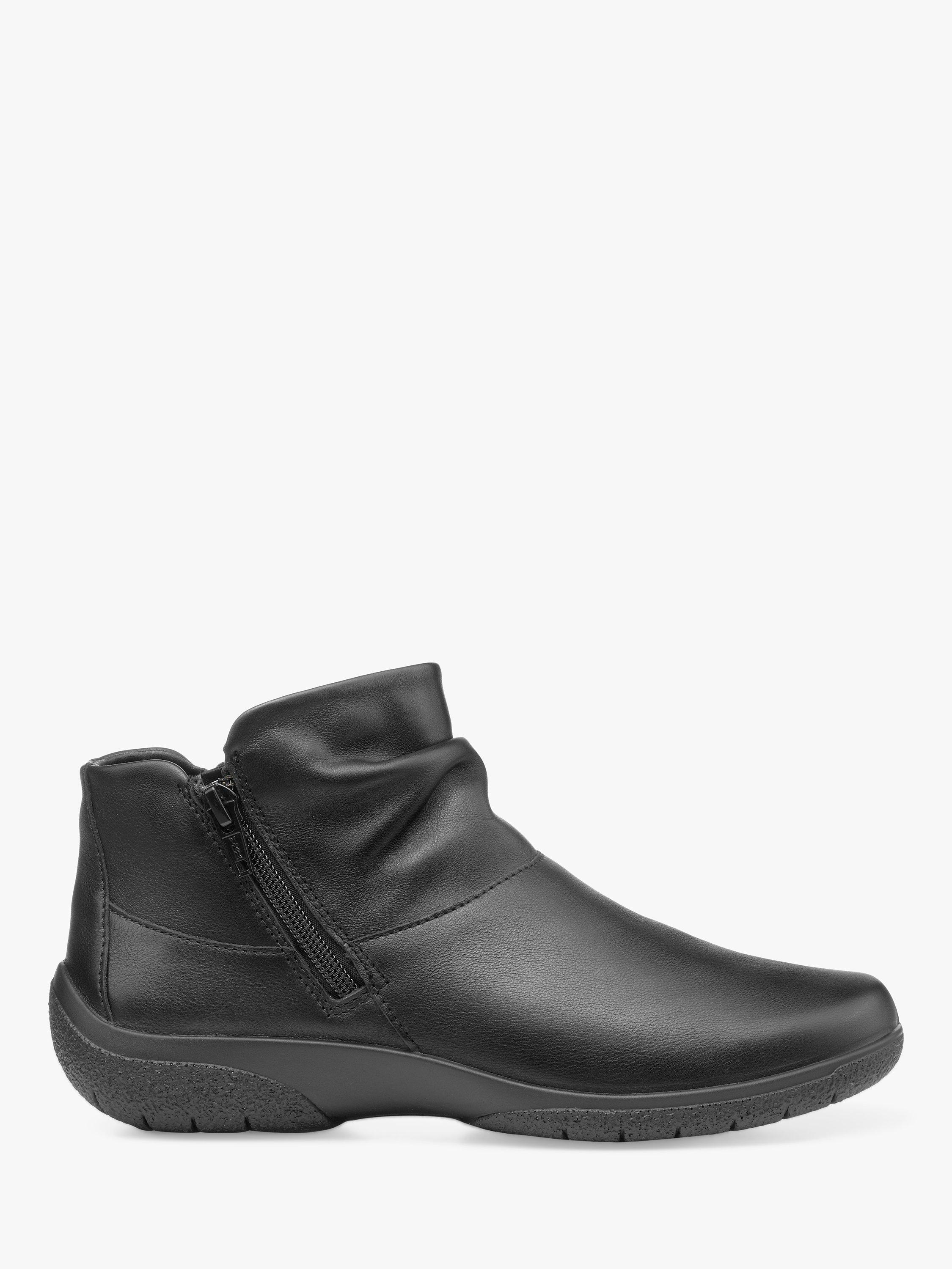 Product image 1 of 4, which shows Hotter Murmur Wide Fit Leather Ankle Boots, Black, 3W
