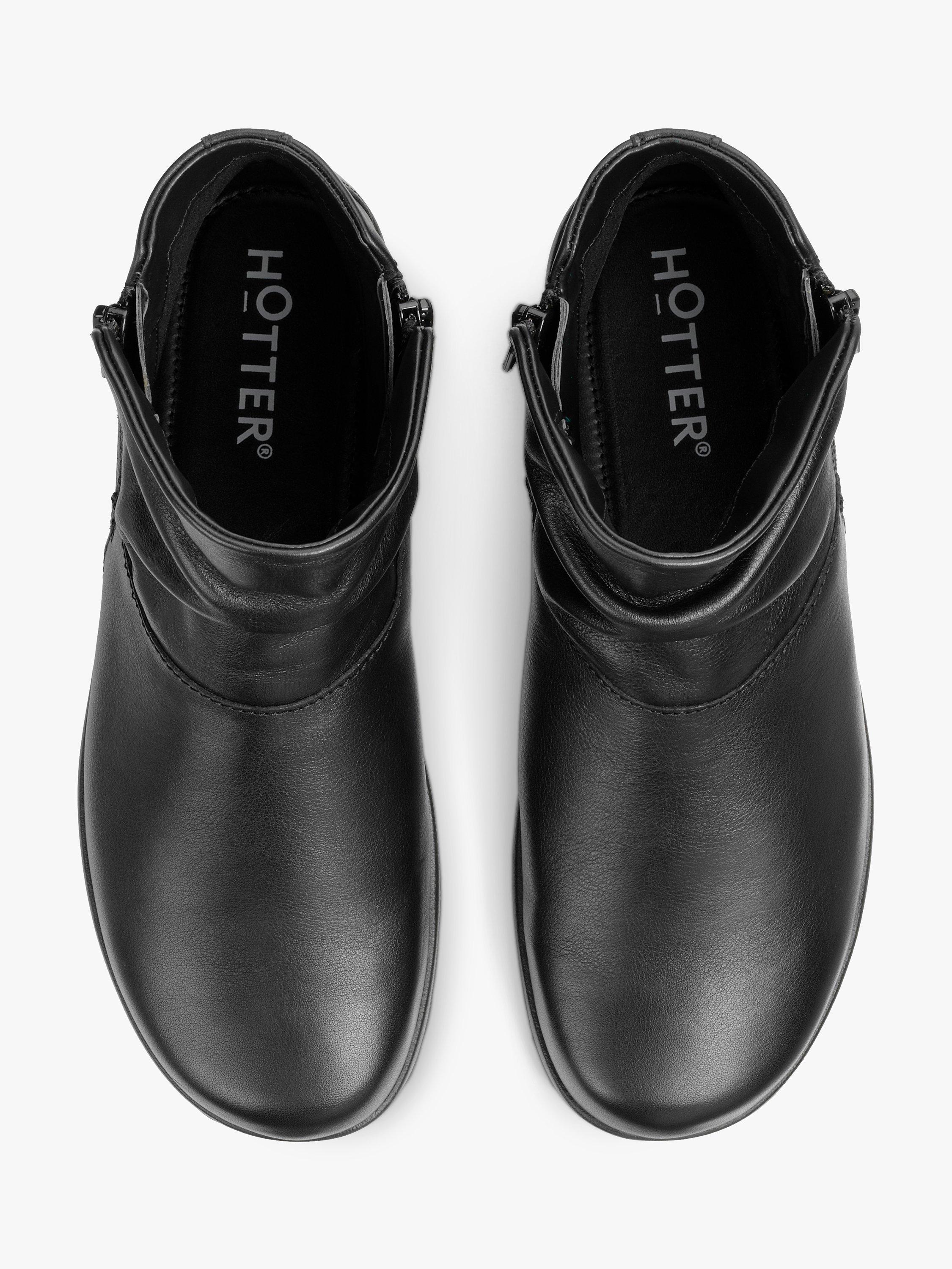 Product image 3 of 4, which shows Hotter Murmur Wide Fit Leather Ankle Boots, Black, 3W