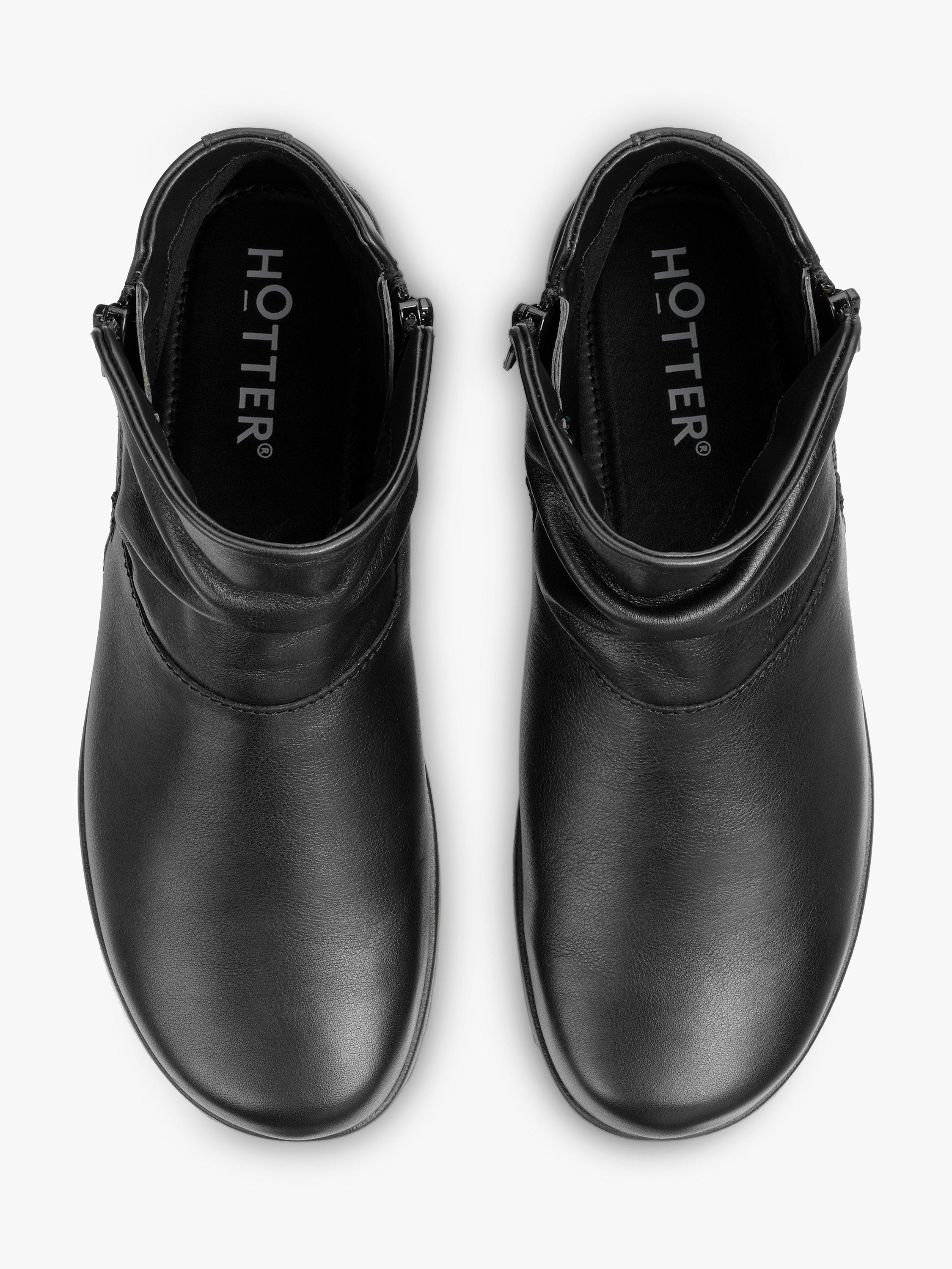 Product image 3 of 4, which shows Hotter Murmur Extra Wide Fit Leather Ankle Boots, Black, 8
