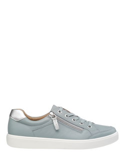 Hotter Chase II Leather Zip and Go Trainers, Sage, Sage