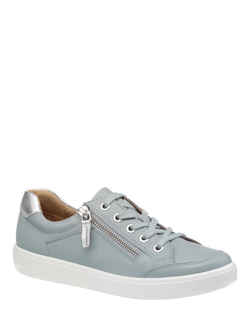 Hotter Chase II Leather Zip and Go Trainers, Sage - view 2, Sage