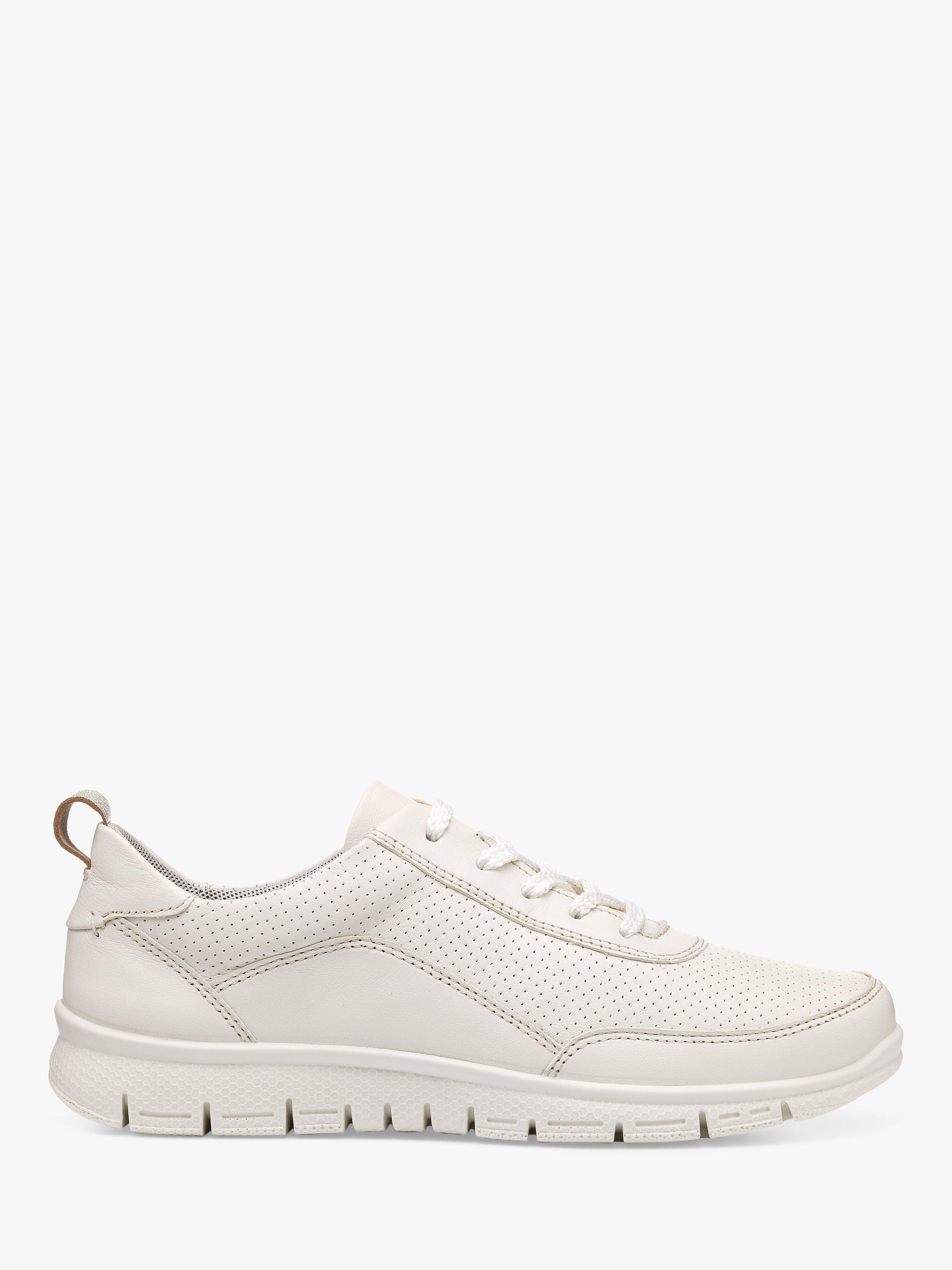 Hotter Gravity II Lightweight Leather Trainers, Warm White