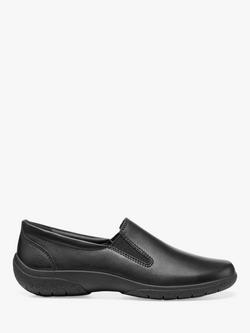 Hotter Glove II Wide Fit Leather Slip-On Shoes, Black, Black