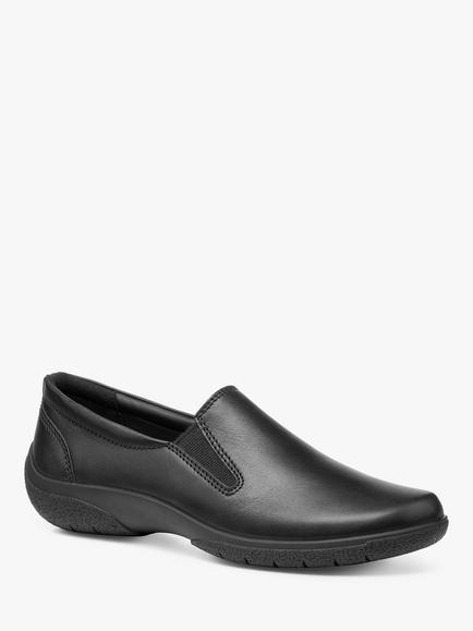 Hotter Glove II Wide Fit Leather Slip-On Shoes, Black - view 2, Black