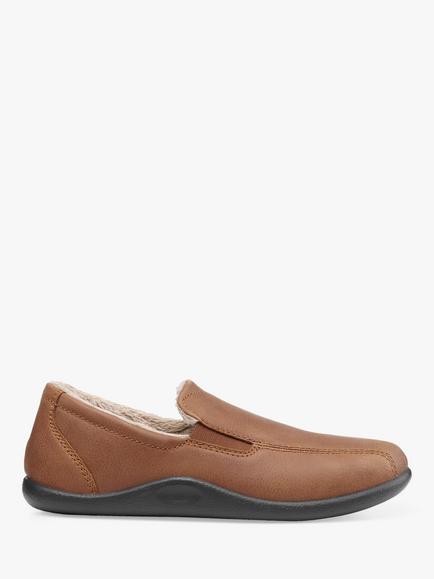 Hotter Relax Leather Slippers, Tan