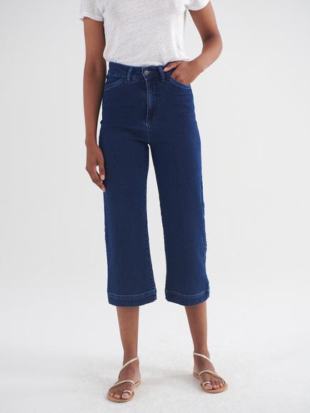 NRBY Marli Cotton Blend Wide Leg Crop Jeans, Denim - view 2, Denim