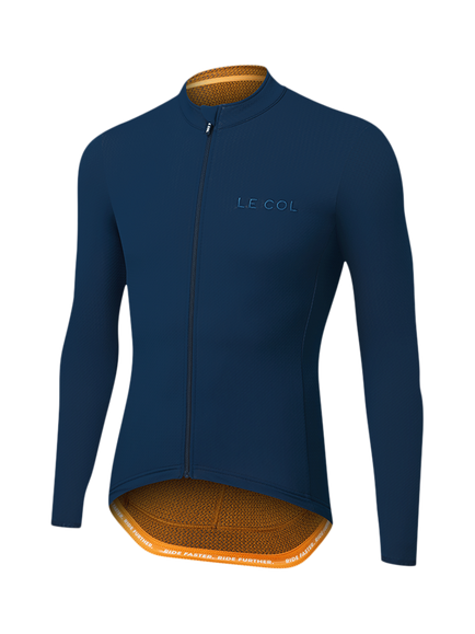 Le Col Hors Categorie Long Sleeve Jersey Top, Navy/Saffron - view 2, Navy/Saffron