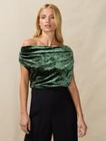 Ro&Zo Ripple Velvet Off The Shoulder Top, Green