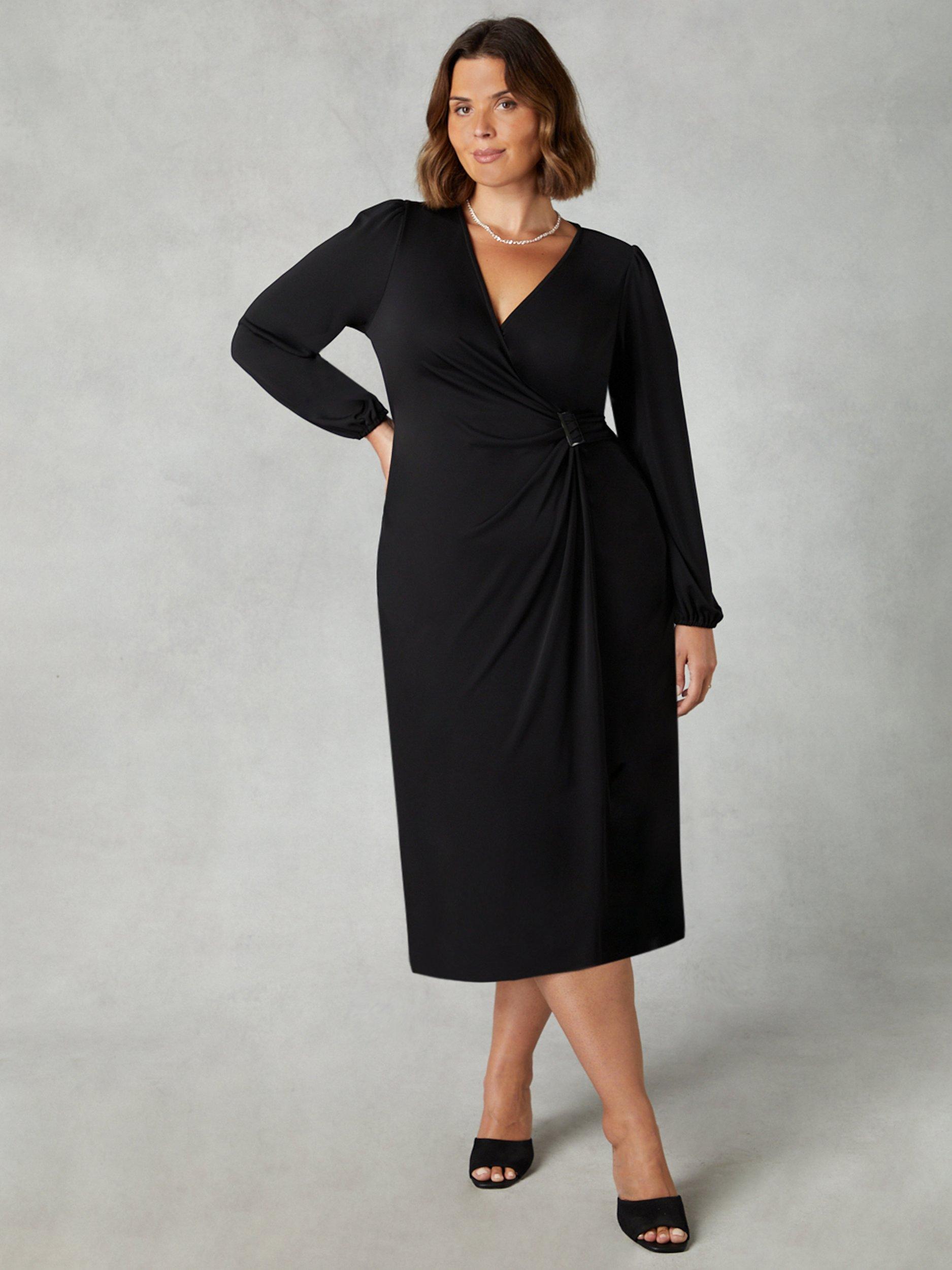 Plus size black wrap dress hotsell