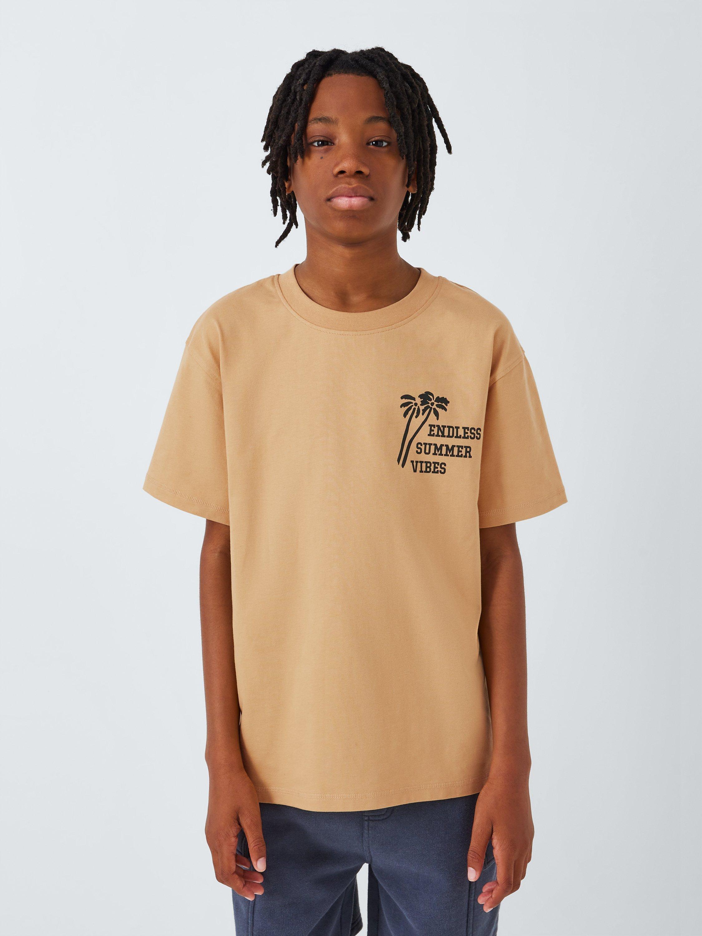 John Lewis Kids' Summer Vibes Back Graphic T-Shirt, Yellow