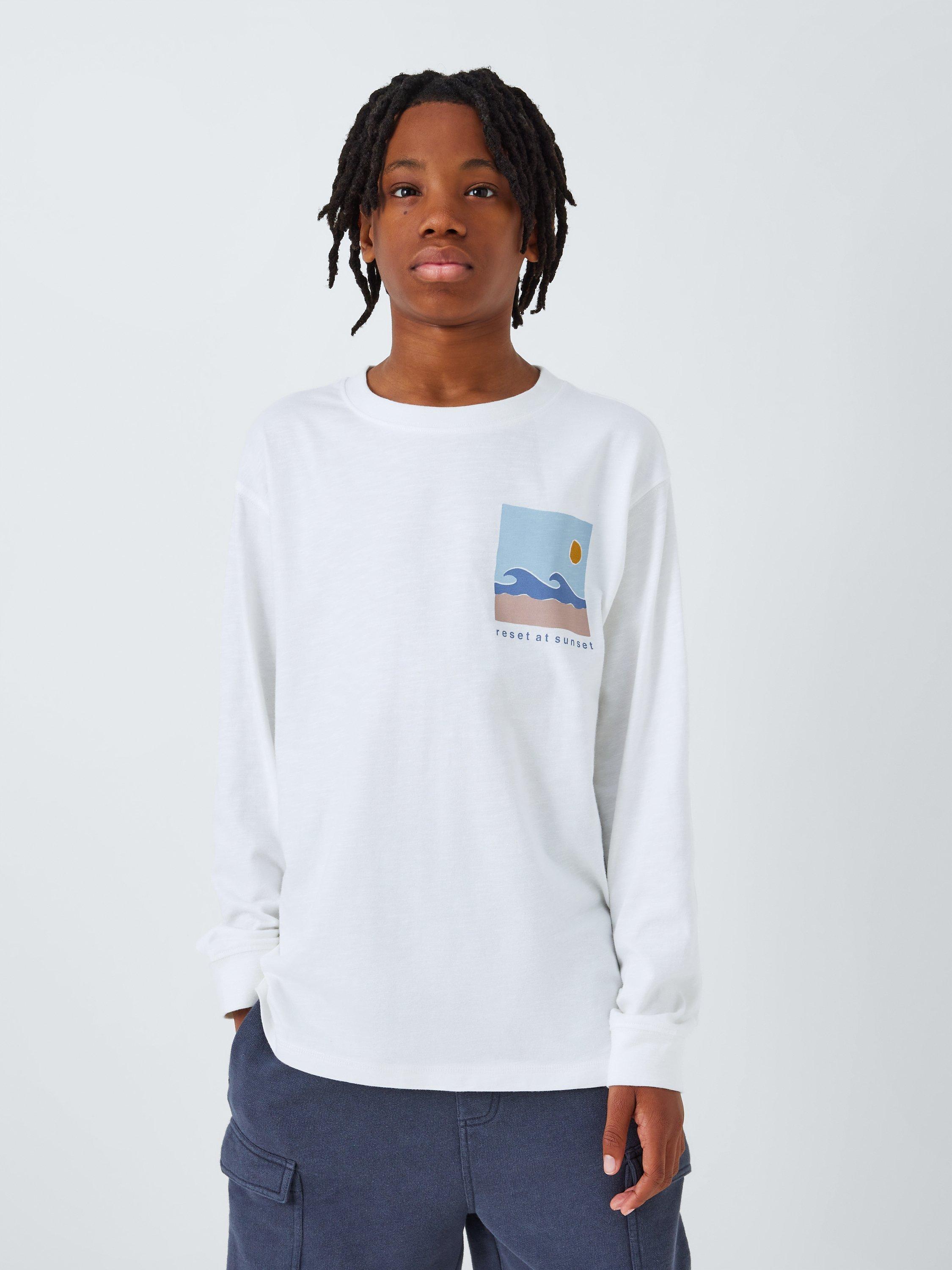 John Lewis Sunset Graphic Long Sleeve Top, White
