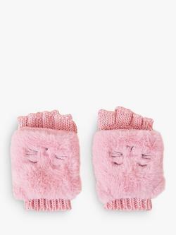 Angels by Accessorize Kids' Fluffy Cat Capped Gloves, Pink, Pink