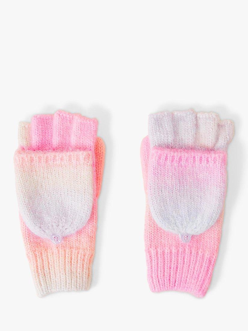 Product image 1 of 2, which shows Angels by Accessorize Kids' Wool Blend Rainbow Space Dye Gloves, Pink/Multi, 6-8 years