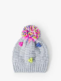 Angels by Accessorize Kids' Pom Pom Beanie Hat, Grey/Multi, Grey/Multi
