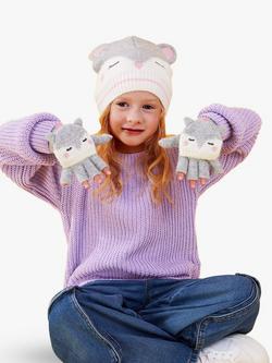 Angels by Accessorize Kids' Snow Fox Beanie Hat. Grey/Multi - view 2, Grey/Multi