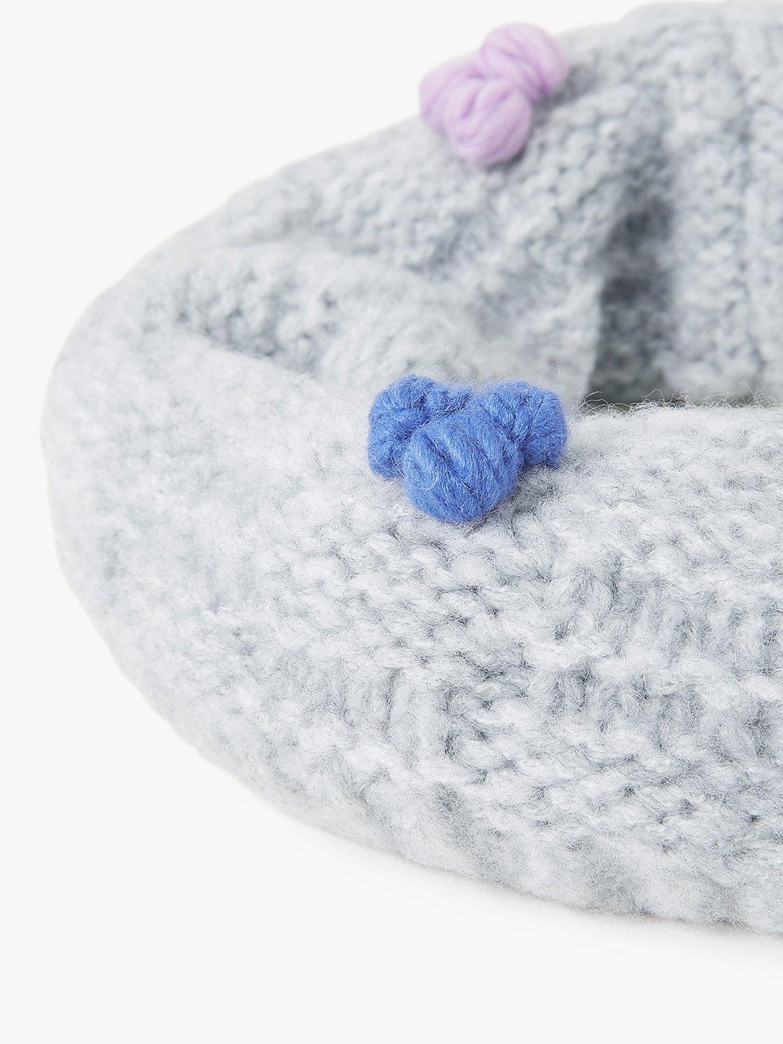 Product image 3 of 3, which shows Angels by Accessorize Kids' Pom Pom Snood, Grey/Multi, One Size