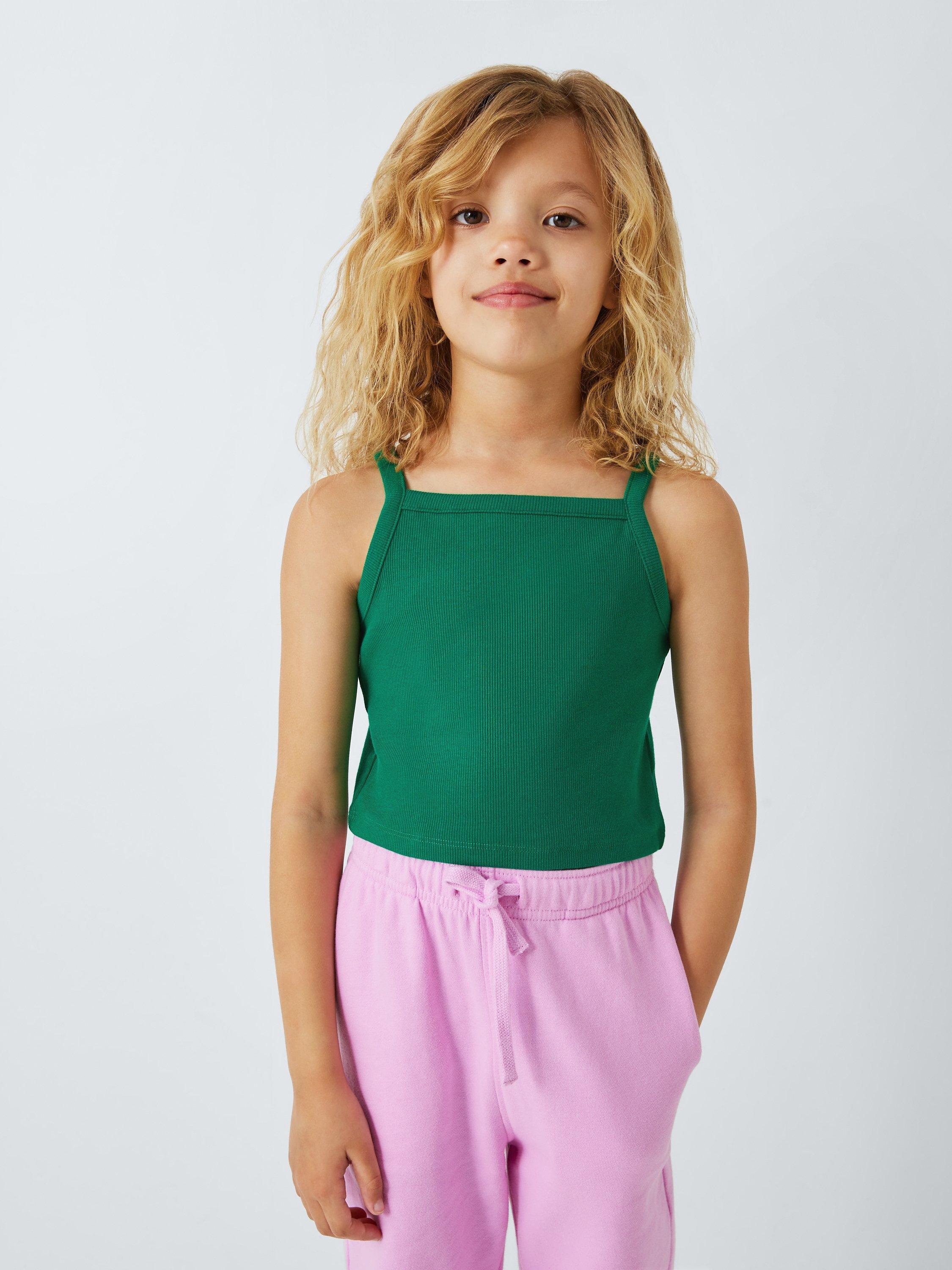 John Lewis ANYDAY Kids' Ribbed Cropped Top, Lush Meadow