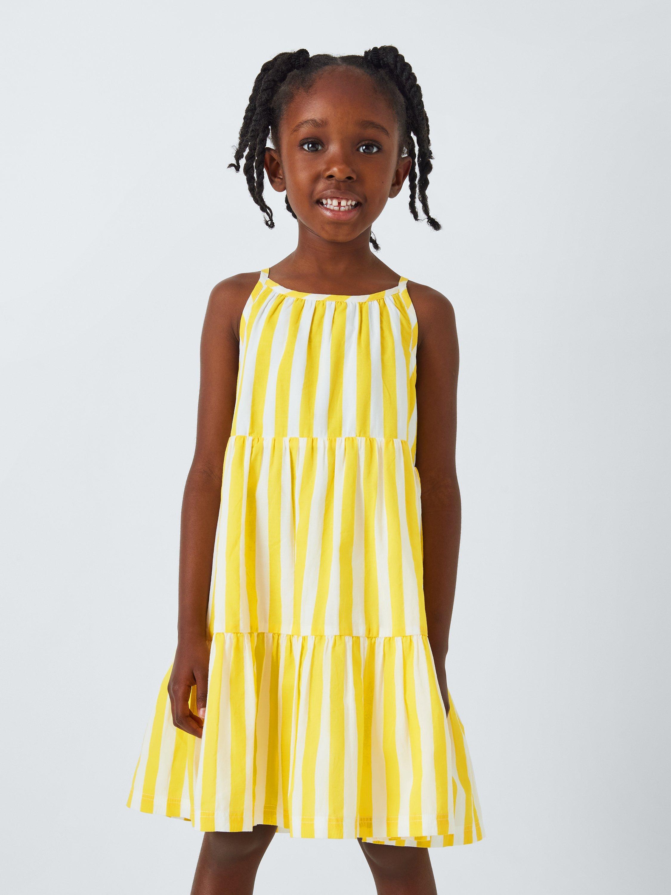 John Lewis ANYDAY Kids' Stripe Woven Dress, Aspen Gold