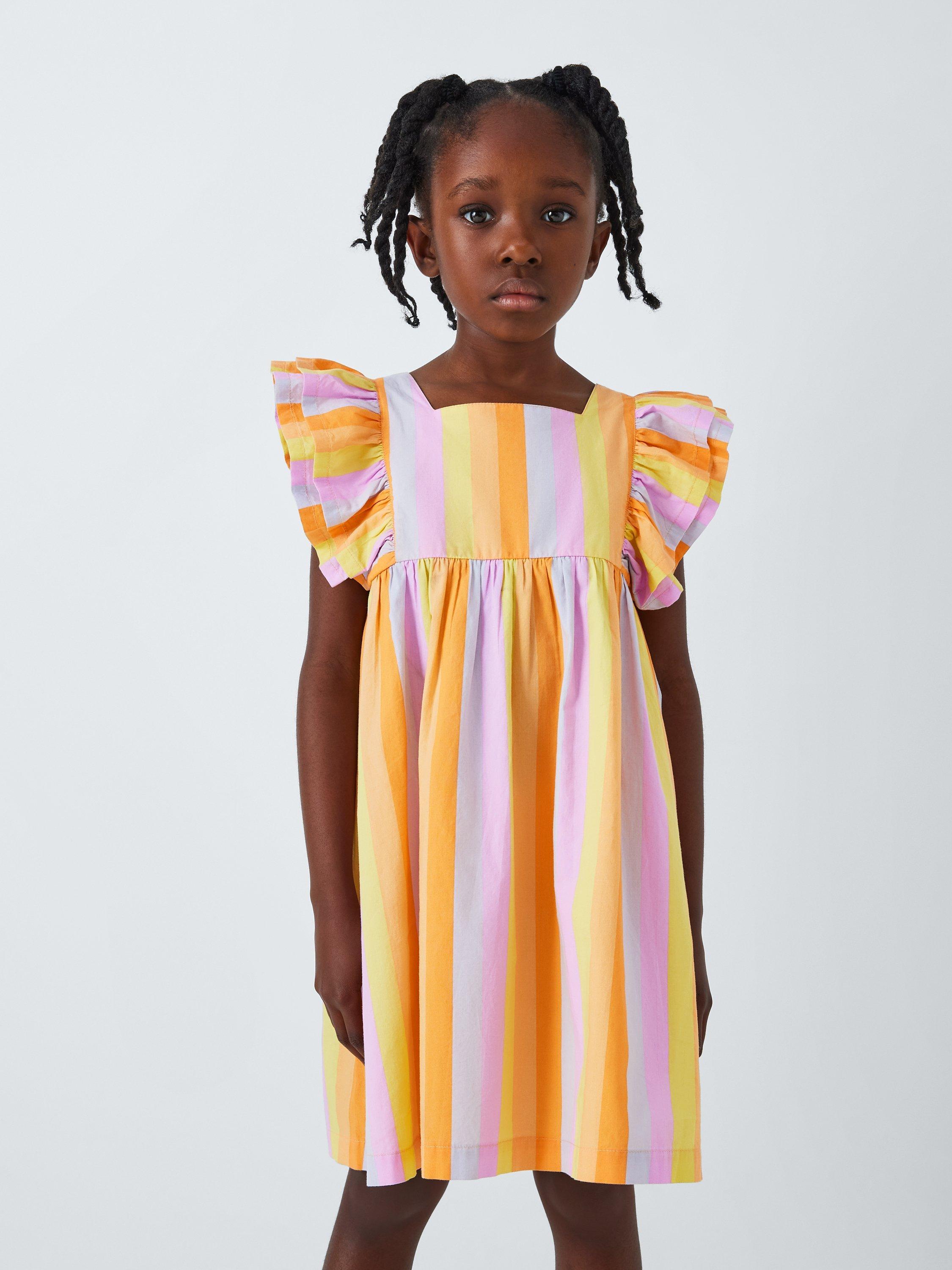 John Lewis ANYDAY Kids Multi Stripe Frill Dress Multi