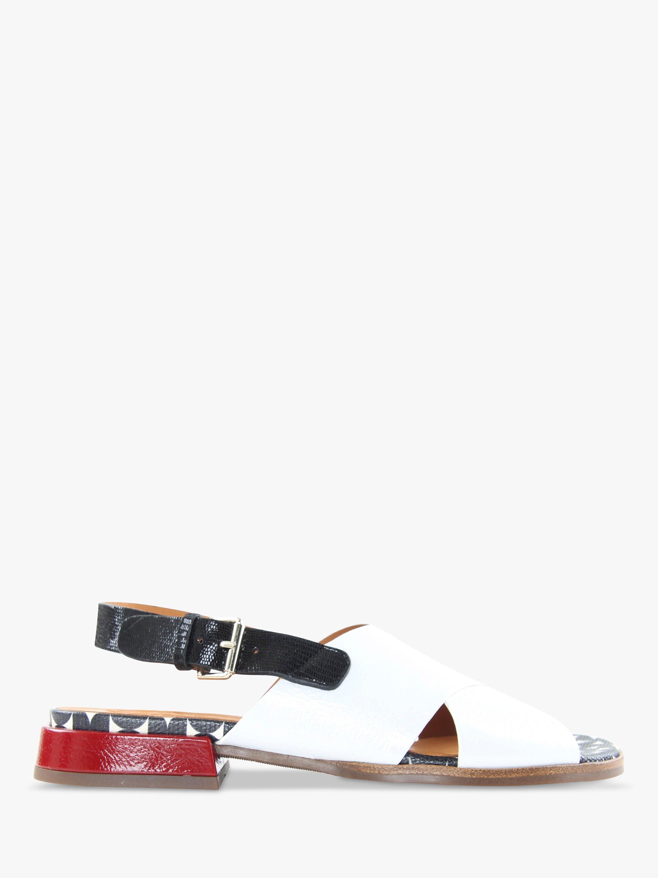 Chie Mihara Wanter Leather Sandals, White/Black/Red