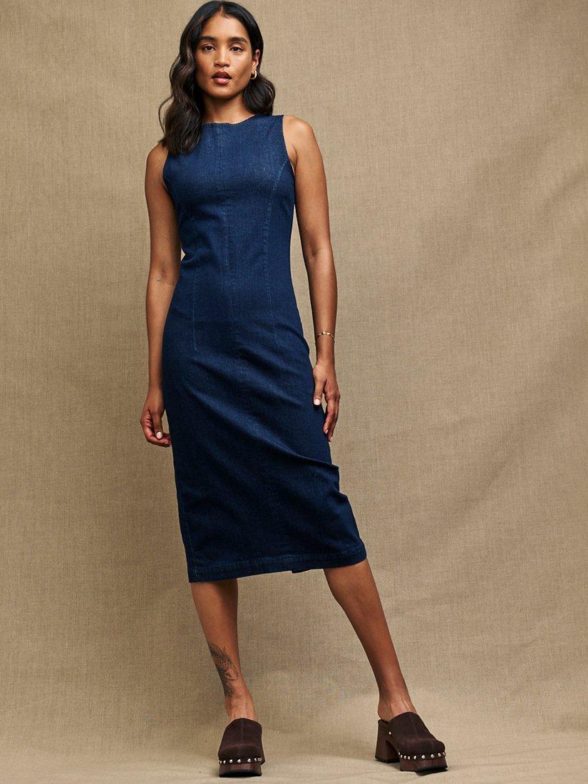Nobody's Child Farringdon Organic Cotton Blend Denim Dress, Indigo Vintage