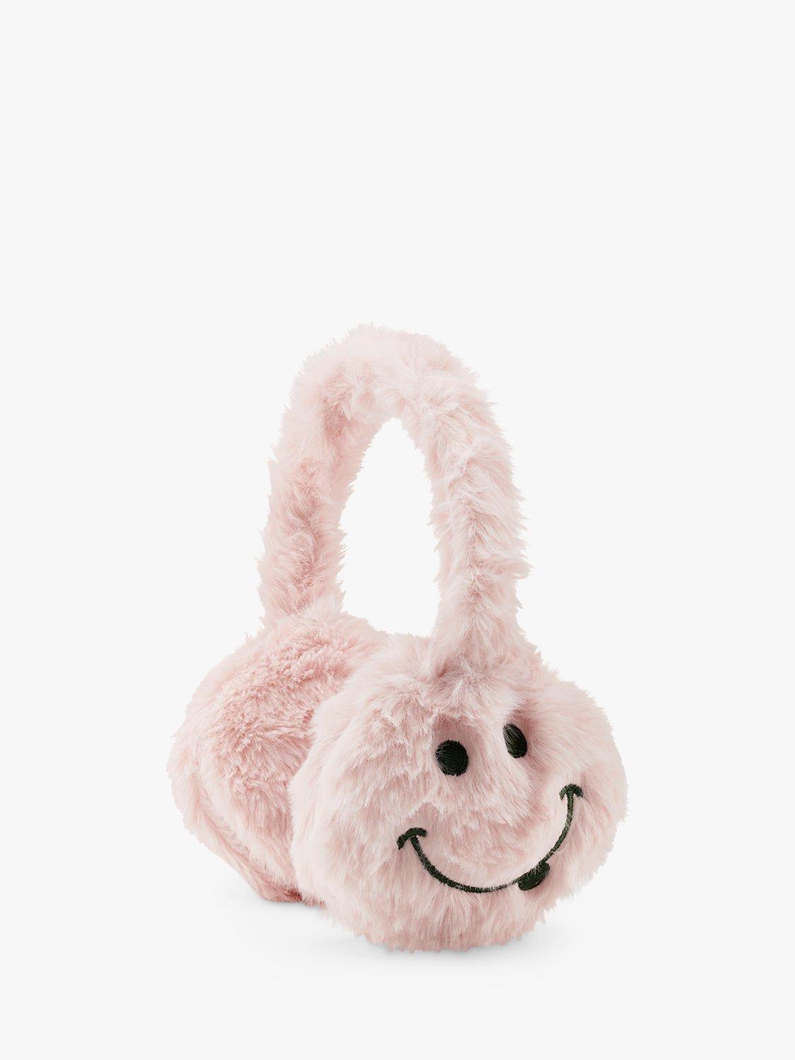 Small Stuff Kids' Smile Faux Fur Ear Muffs, Light Pink