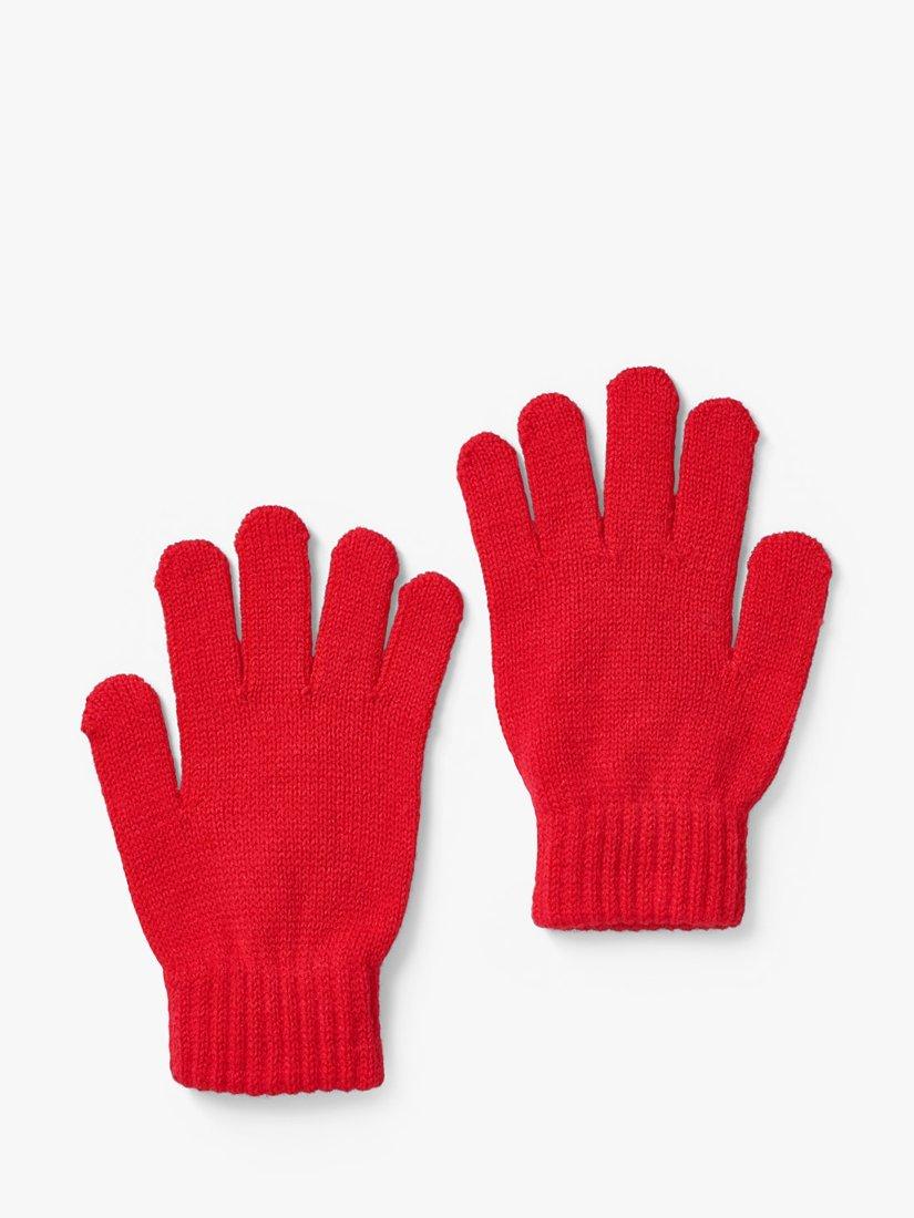Small Stuff Kids' Initial Knitted Gloves, Red/Multi, I, One Size