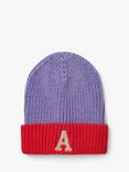 Small Stuff Kids' Initial Knitted Beanie Hat, Lilac