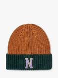 Small Stuff Kids' Initial Knitted Beanie Hat, Beige