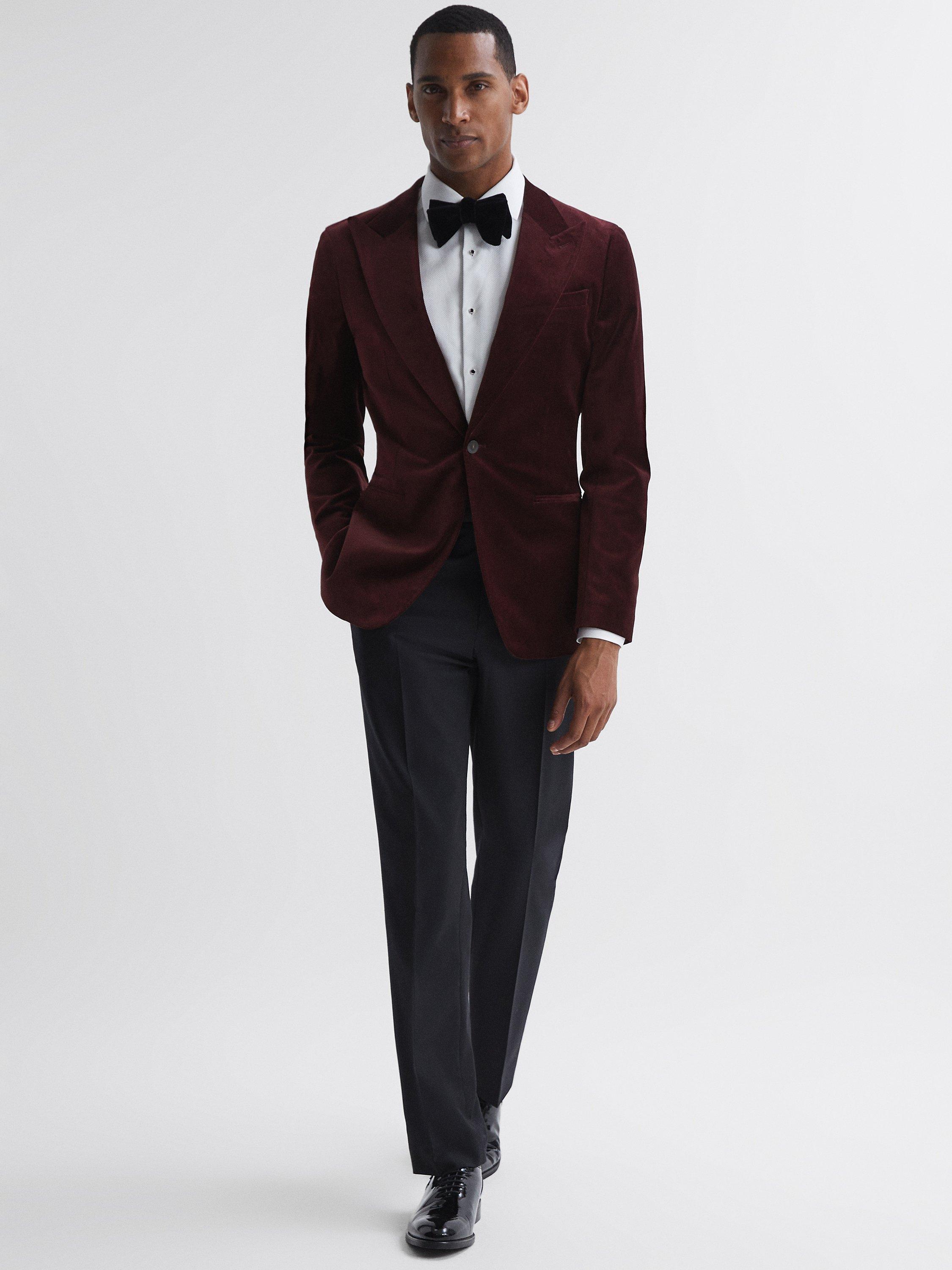 Reiss Apsara Slim Fit Velvet Blazer, Red
