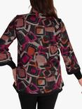 chesca Abstract Geometric Print Contrast Panels Jacket, Black/Peony