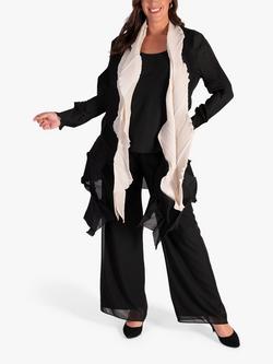 chesca Fuschia 3-D Pleated Long Shrug, Black/Cream