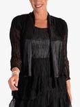 chesca Crush Pleat Satin & Chiffon Shrug, Black