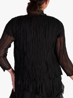 chesca Crush Pleat Satin & Chiffon Shrug, Black - view 2, Black