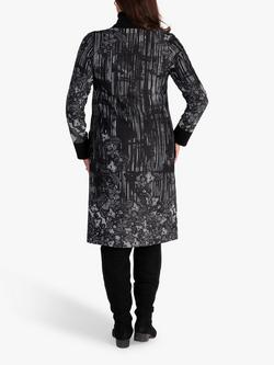 chesca Abstract Floral Print Ribbed Coat, Black/White - view 2, Black/White