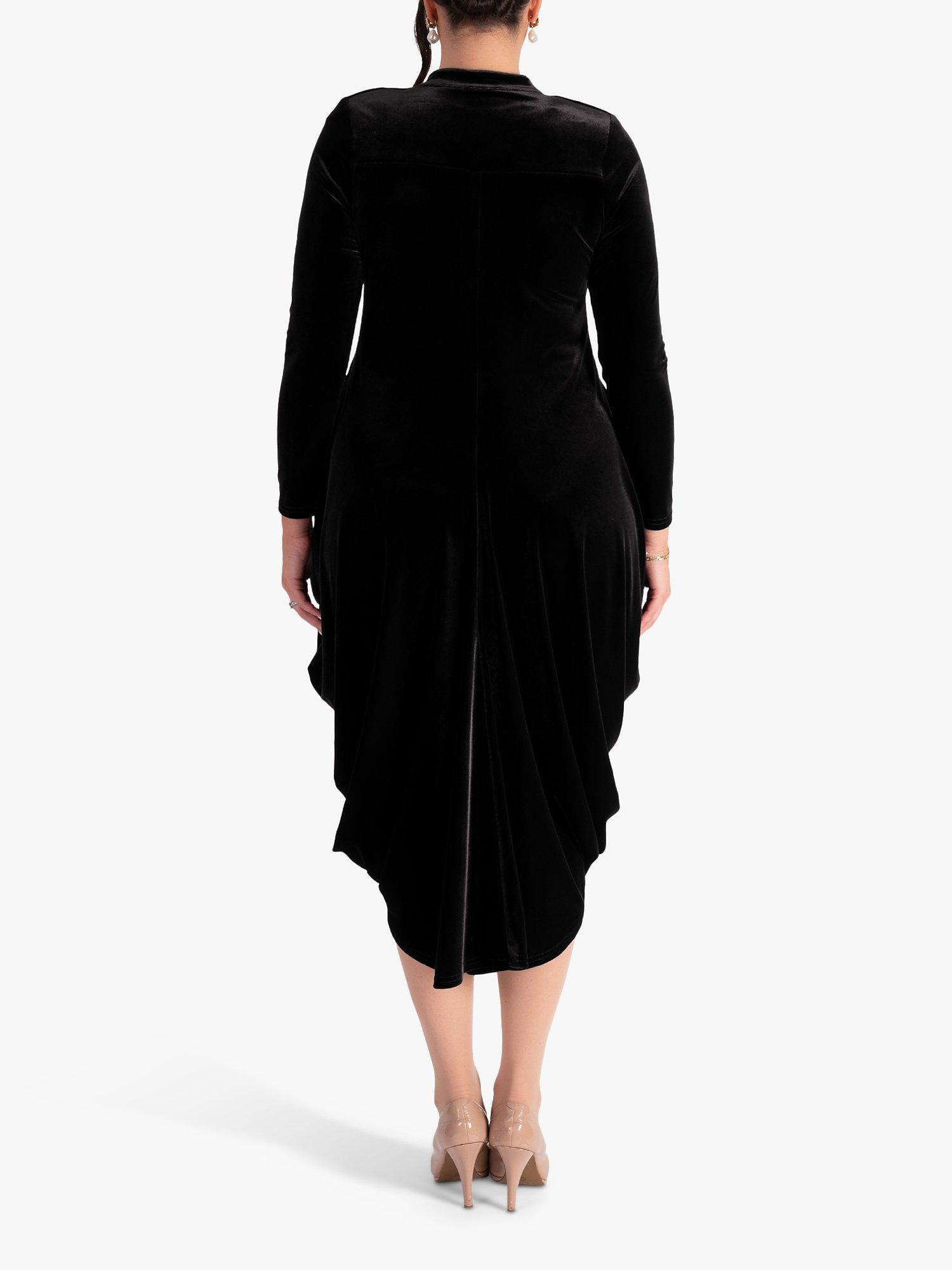 chesca Stretch Velvet Drape Dress