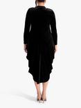 chesca Stretch Velvet Drape Dress, Black