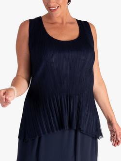 chesca Plissé Pleated Mesh Camisole, Navy