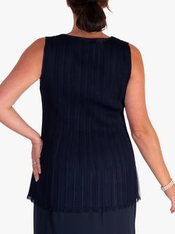 chesca Plissé Pleated Mesh Camisole - view 2, Navy