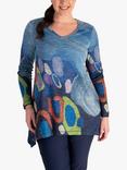 chesca Circle Tunic Top, Blue/Multi