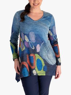 chesca Circle Tunic Top, Blue/Multi, Blue/Multi