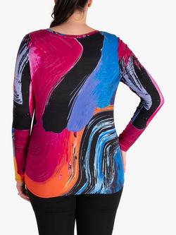 chesca Artist Print Jersey Twist Top, Multi - view 2, Pink/Multi