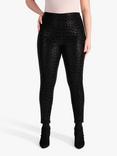 chesca Animal Print Ponteroma Slim Leg Trousers, Black