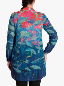 chesca Floral Sheer Shirt, Aqua/Multi - view 2, Aqua/Multi